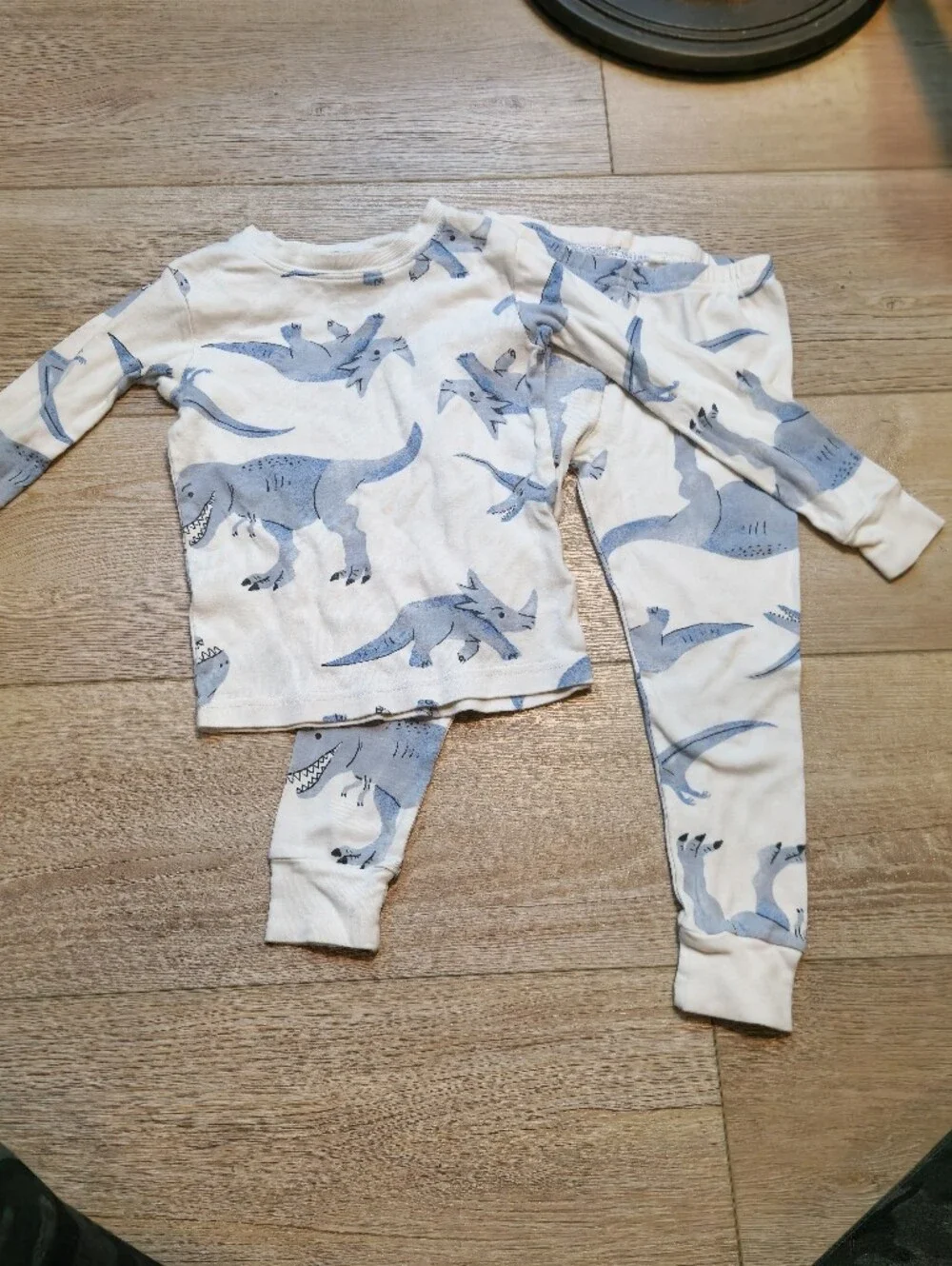 Carter's Cream and Blue Dinosaur Two-Piece Pajama Set